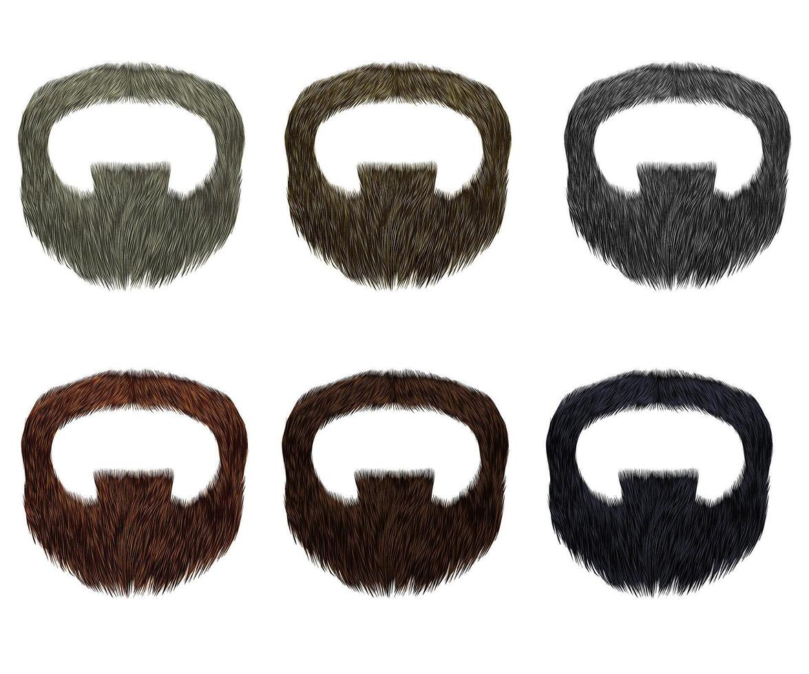 conjunto grandes barba e bigode diferente cores.moda beleza estilo . vetor