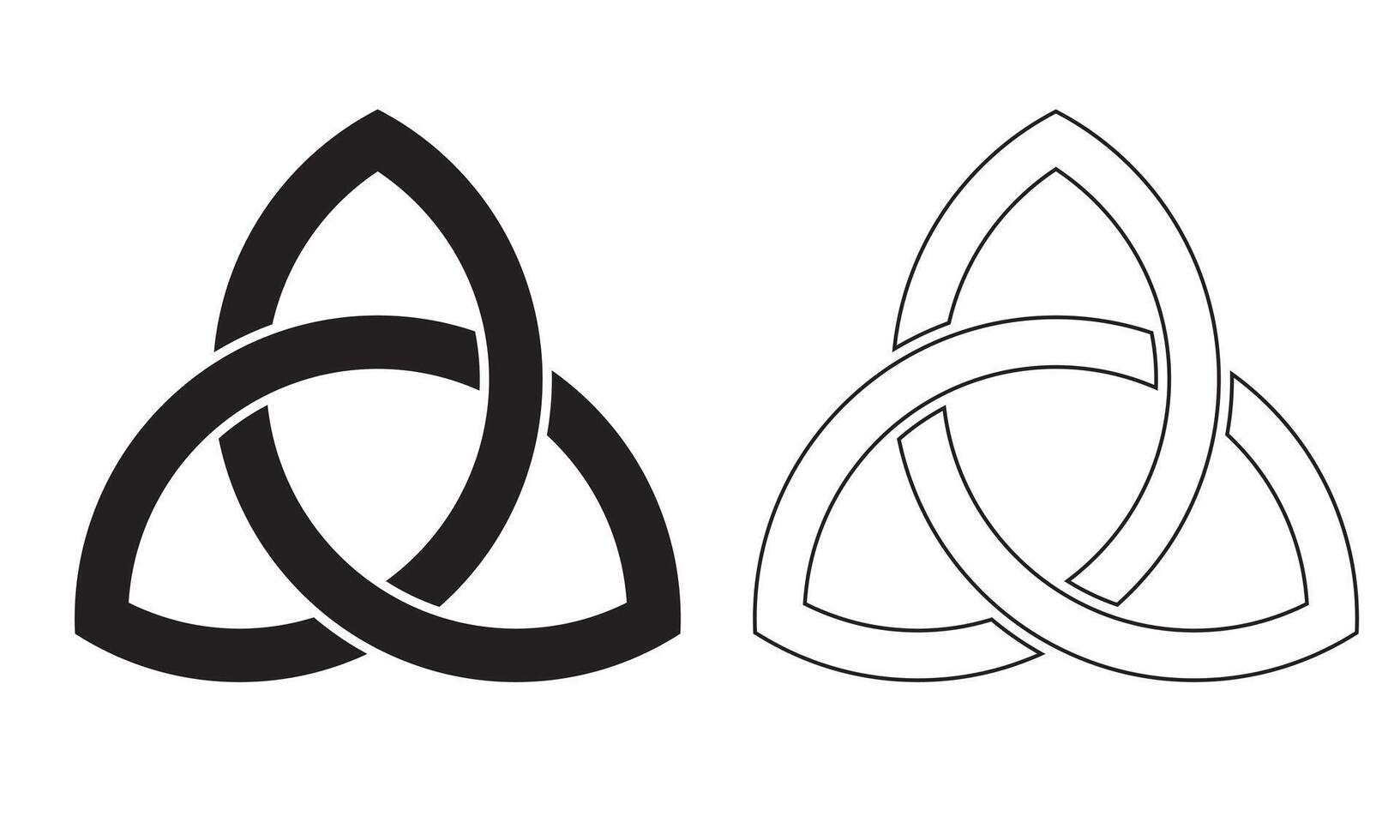 triquetra símbolo conjunto do céltico trindade nó. triquetra céltico nó glifo ícone. céltico nó símbolo. trindade placa. vetor ícone