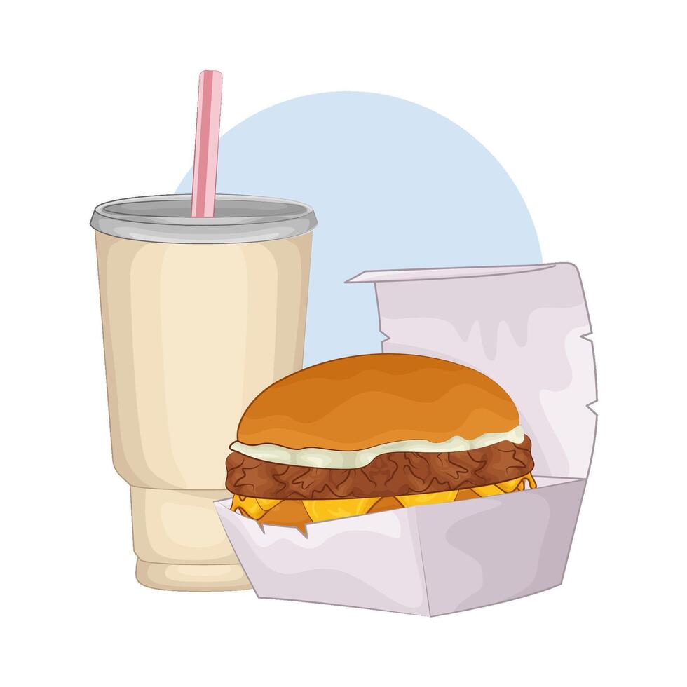 ilustração do hamburguer e refrigerante vetor