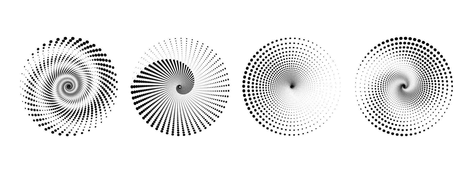 4 conjunto do espiral Projeto elemento formas vetor ilustração. Memphis Projeto retro elementos. coleção na moda meio-tom geométrico formas.