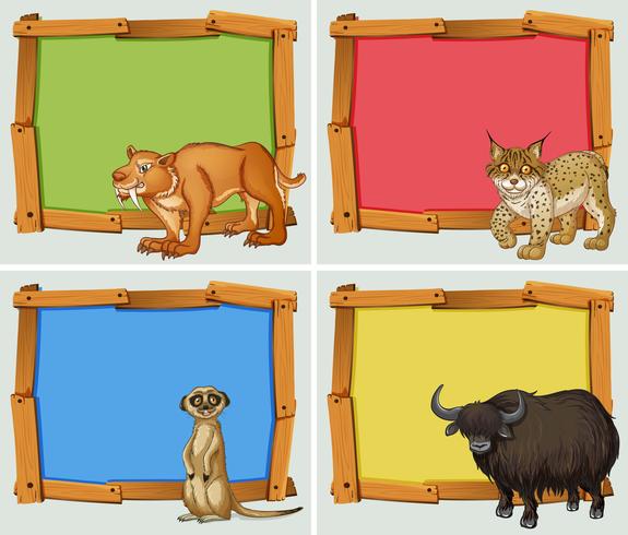 Design de moldura com animais selvagens vetor