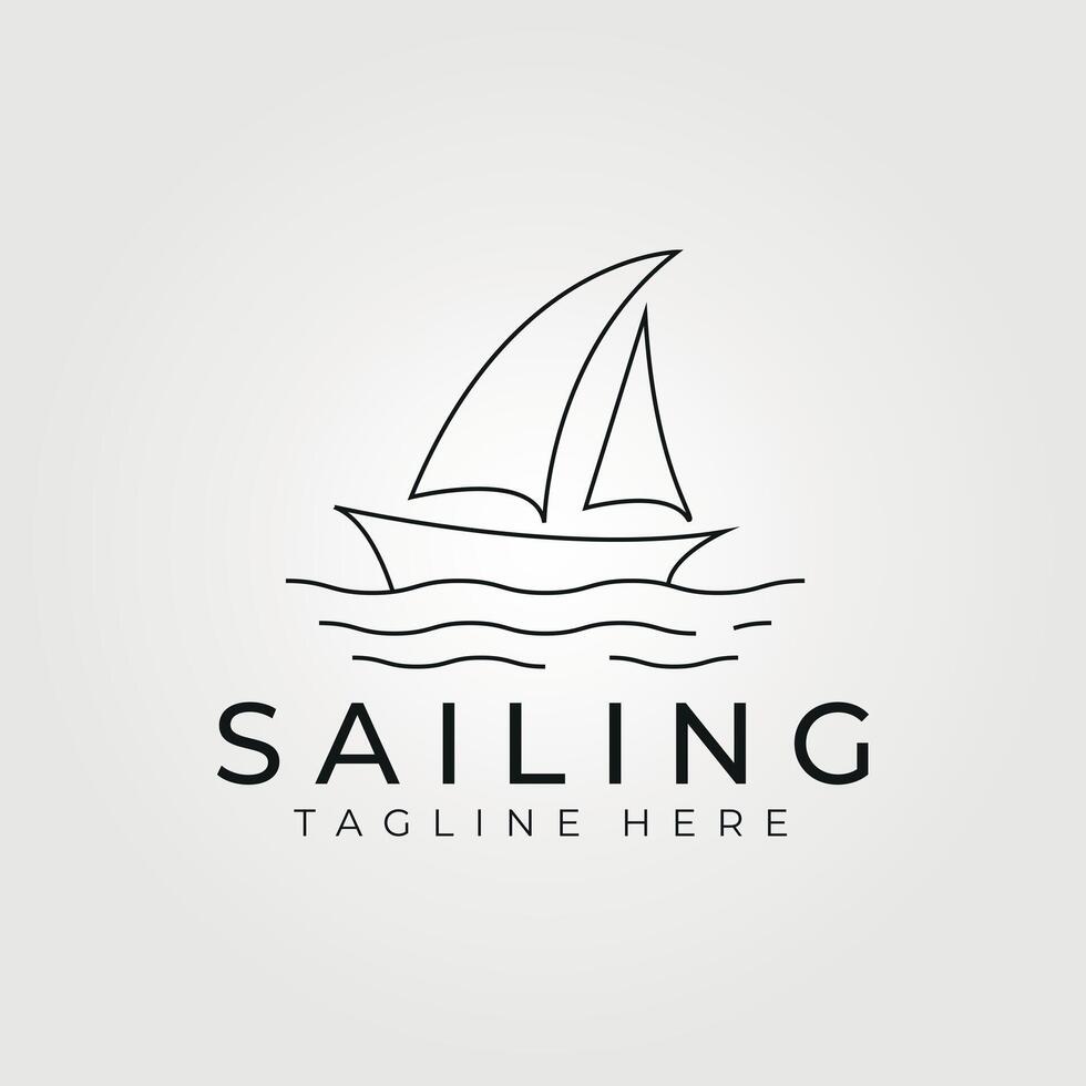Navegando navio linha arte logotipo, ícone, ilustração , placa e símbolo vetor