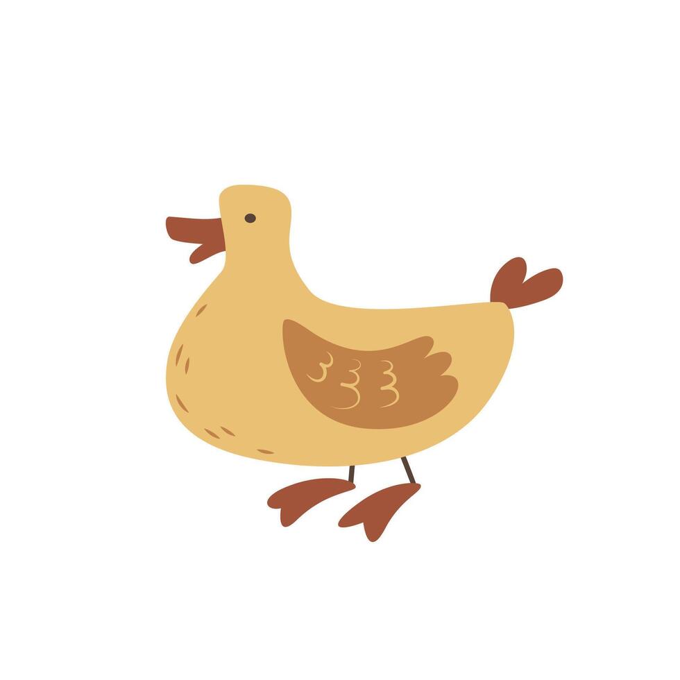 engraçado amarelo desenho animado pato. aves de capoeira agricultura e Vila vida. vetor