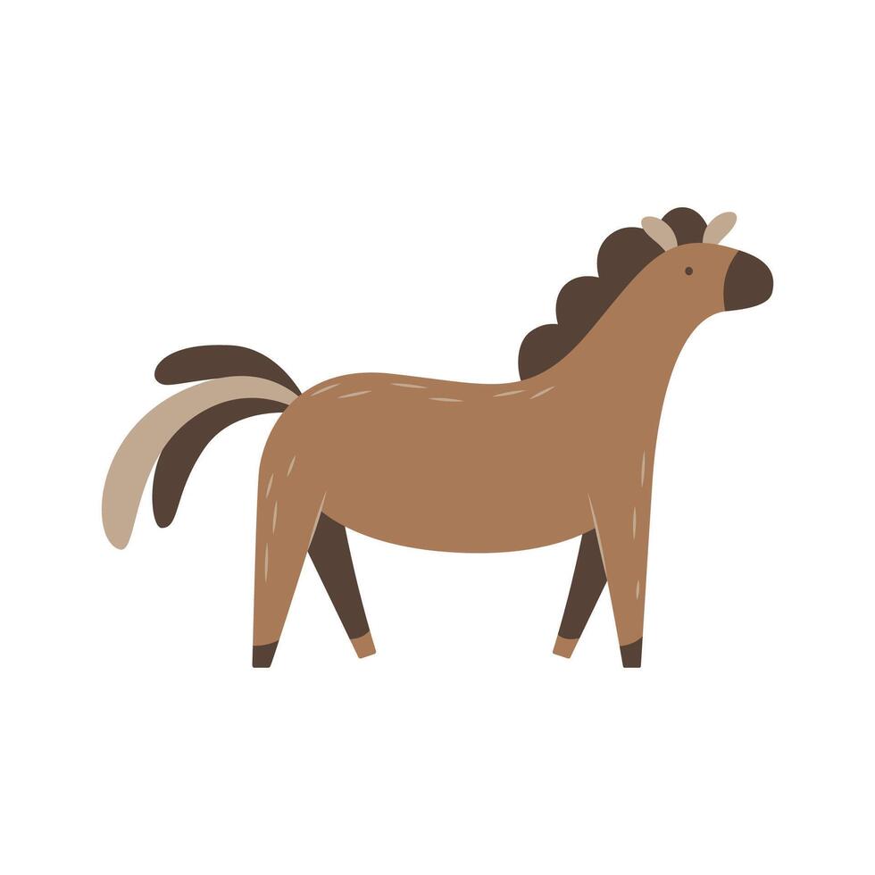 fofa desenho animado Castanho cavalo. gado e agricultura. tradicional rancho animal. vetor