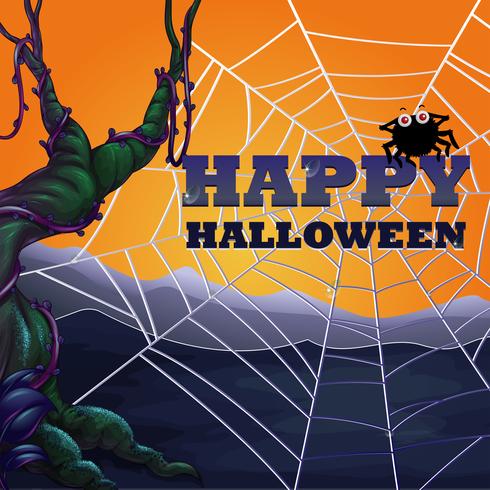 Tema de Halloween com teia de aranha vetor