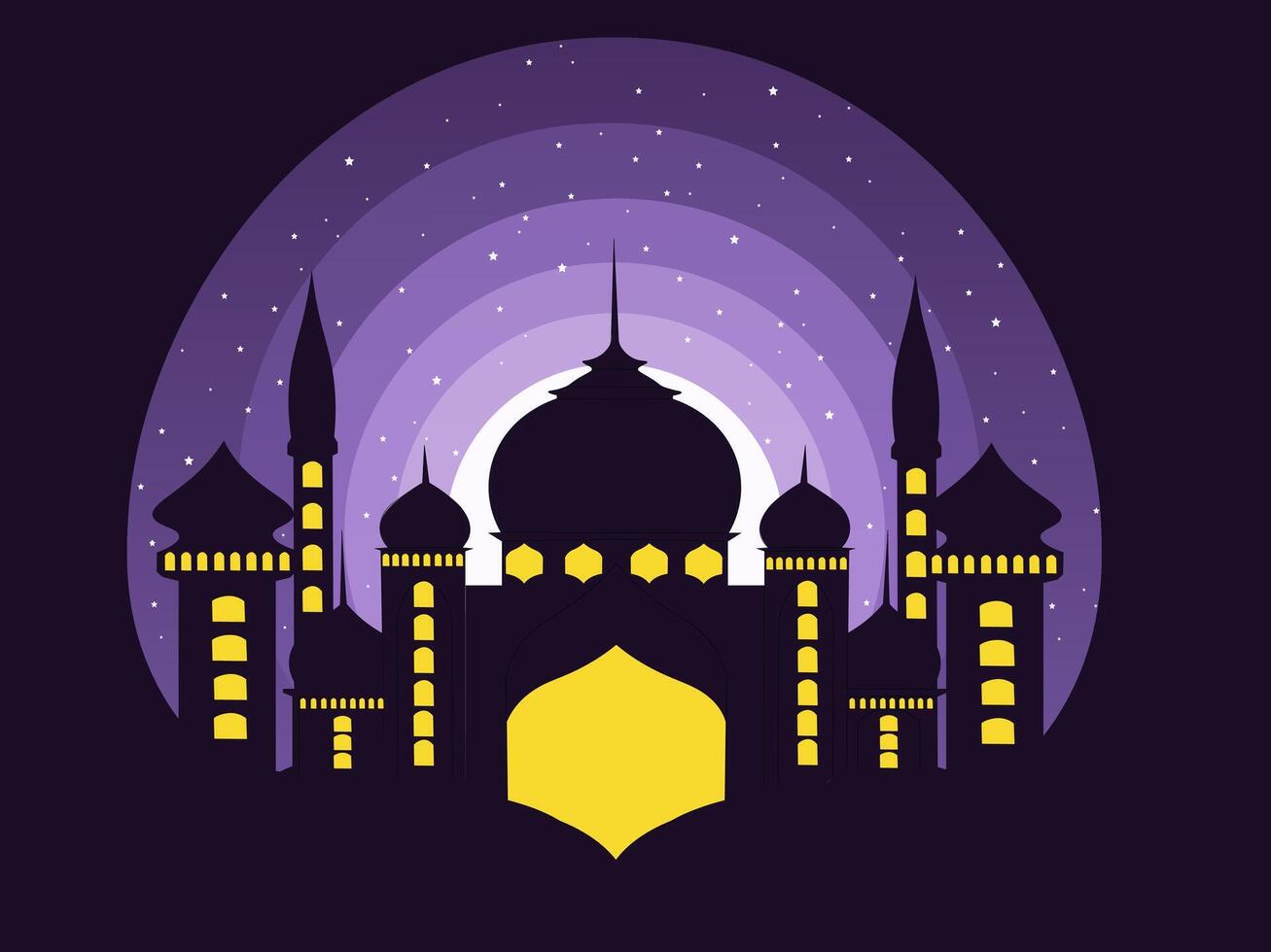 Ramadhan fundo com mesquita e lua vetor