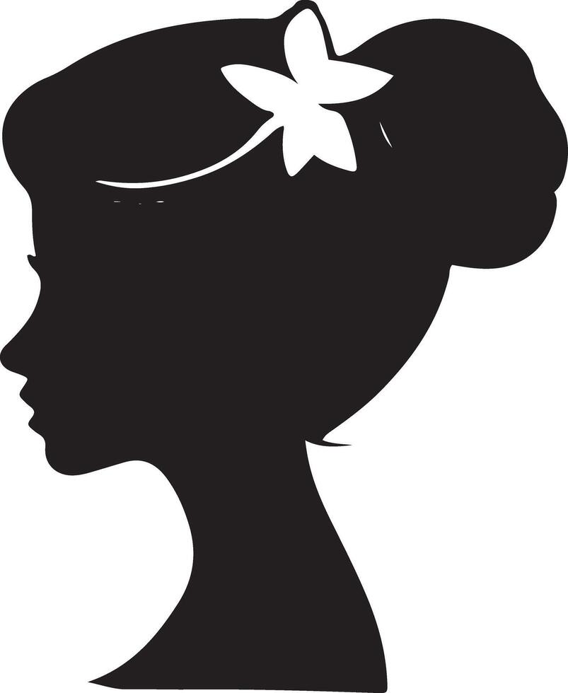 Preto vetor lindo mulher perfil silhueta - moda ou beleza ilustração