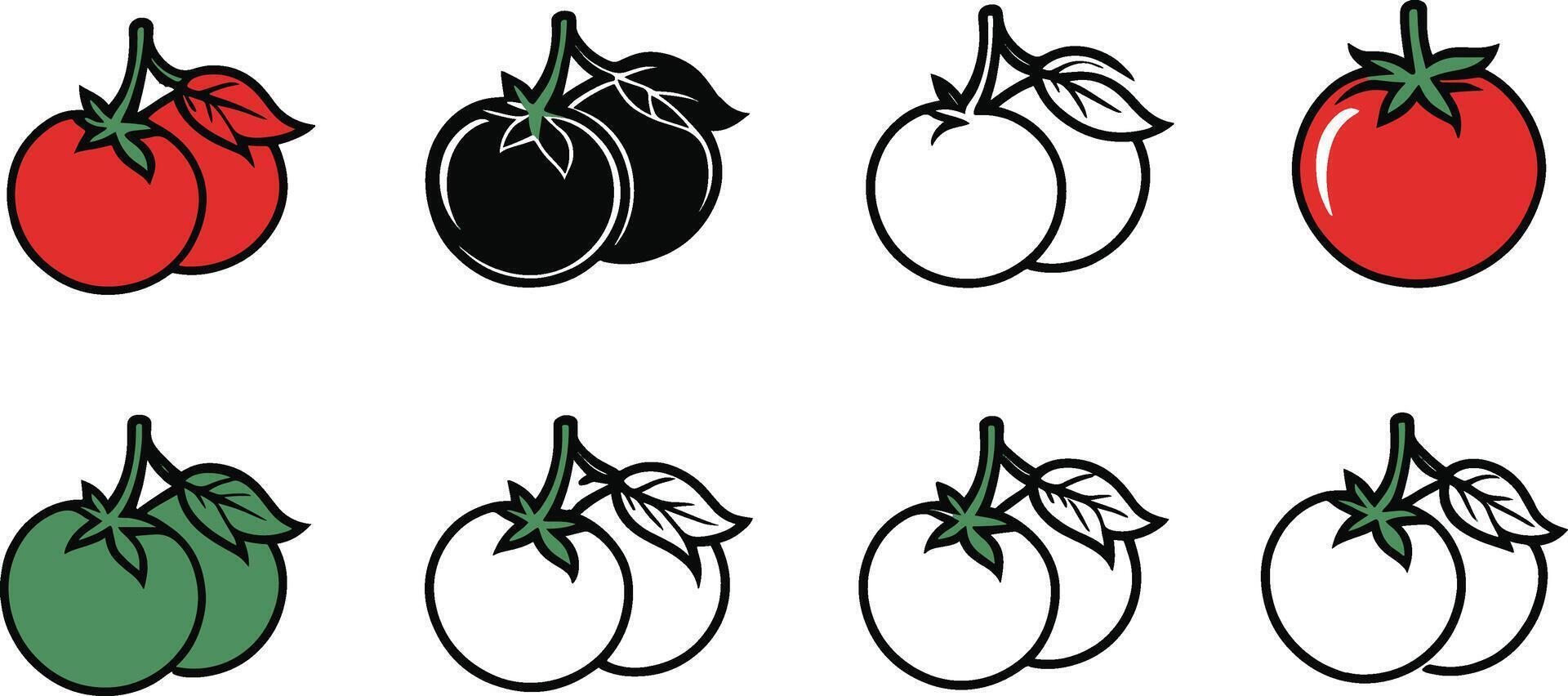 conjunto do uma tomates ícone vetor