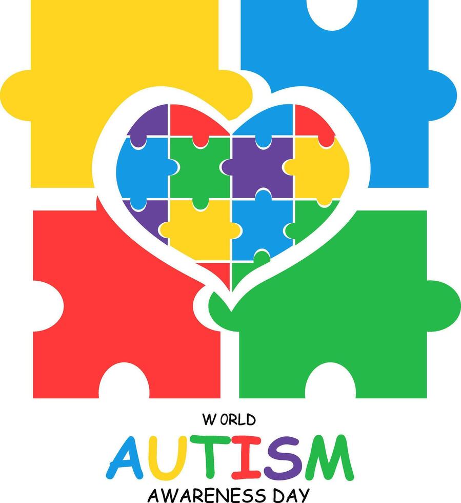 mundo autismo consciência dia poster fundo. enigma amor conceito ilustração Projeto vetor