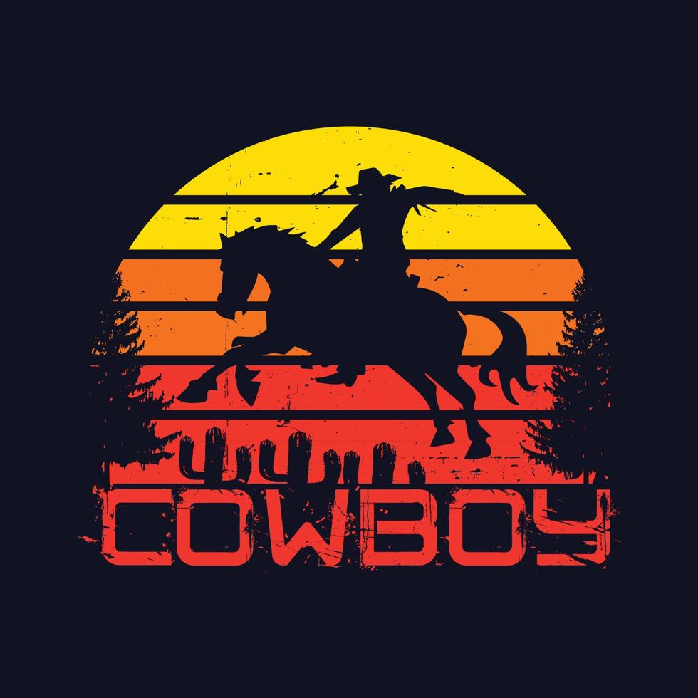 impressão de t-shirt com conceito cowboy. ilustração vetorial vetor