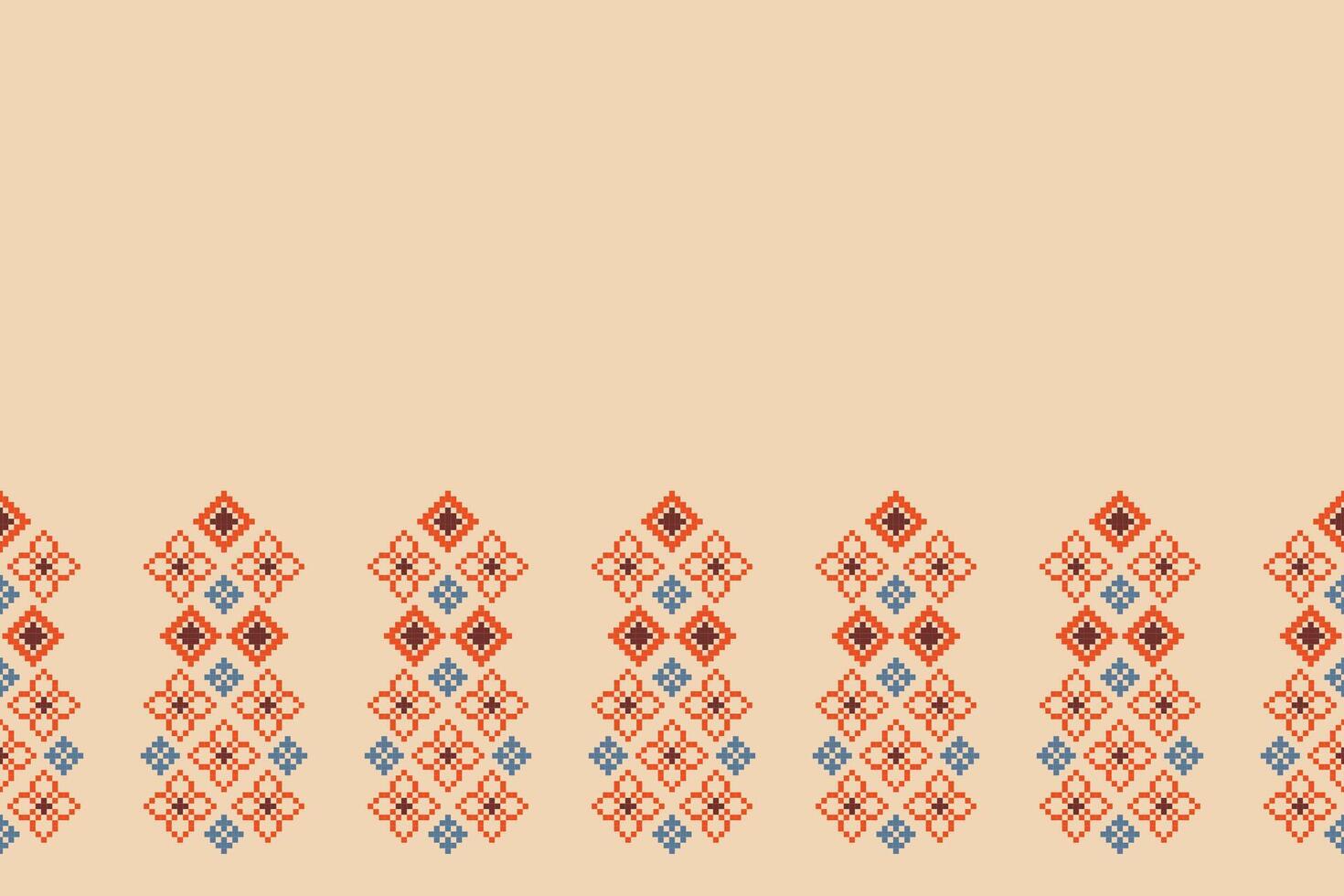 tradicional étnico motivos ikat geométrico tecido padronizar Cruz ponto.ikat bordado étnico oriental pixel Castanho creme fundo. resumo,vetor,ilustração. textura, lenço, decoração, papel de parede. vetor