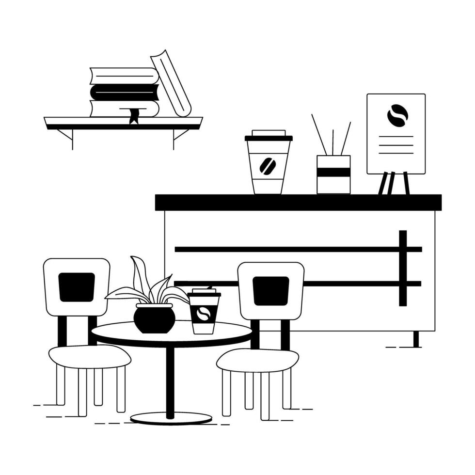 rua cafeteria linear ilustrações vetor