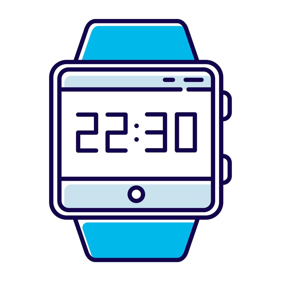 ícone da cor da função do smartwatch da hora atual. capacidade de pulseira de fitness. dispositivo moderno. relógio, medição de tempo. contagem de horas, minutos e segundos. ilustração vetorial isolada vetor