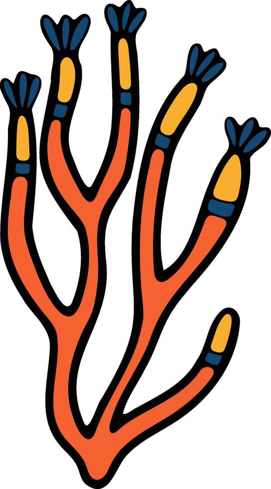 mão desenhado submarino coral dentro plano estilo vetor