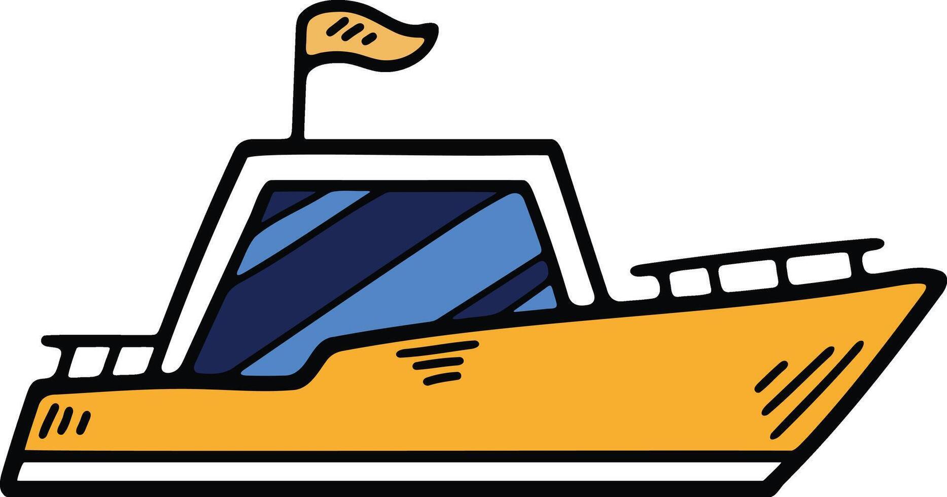 mão desenhado iate ou privado barco dentro plano estilo vetor