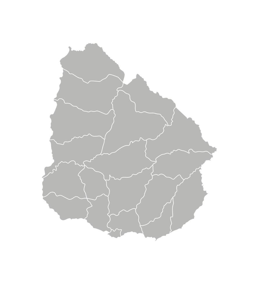 vetor isolado ilustração do simplificado administrativo mapa do Uruguai. fronteiras do a departamentos, regiões. cinzento silhuetas. branco esboço
