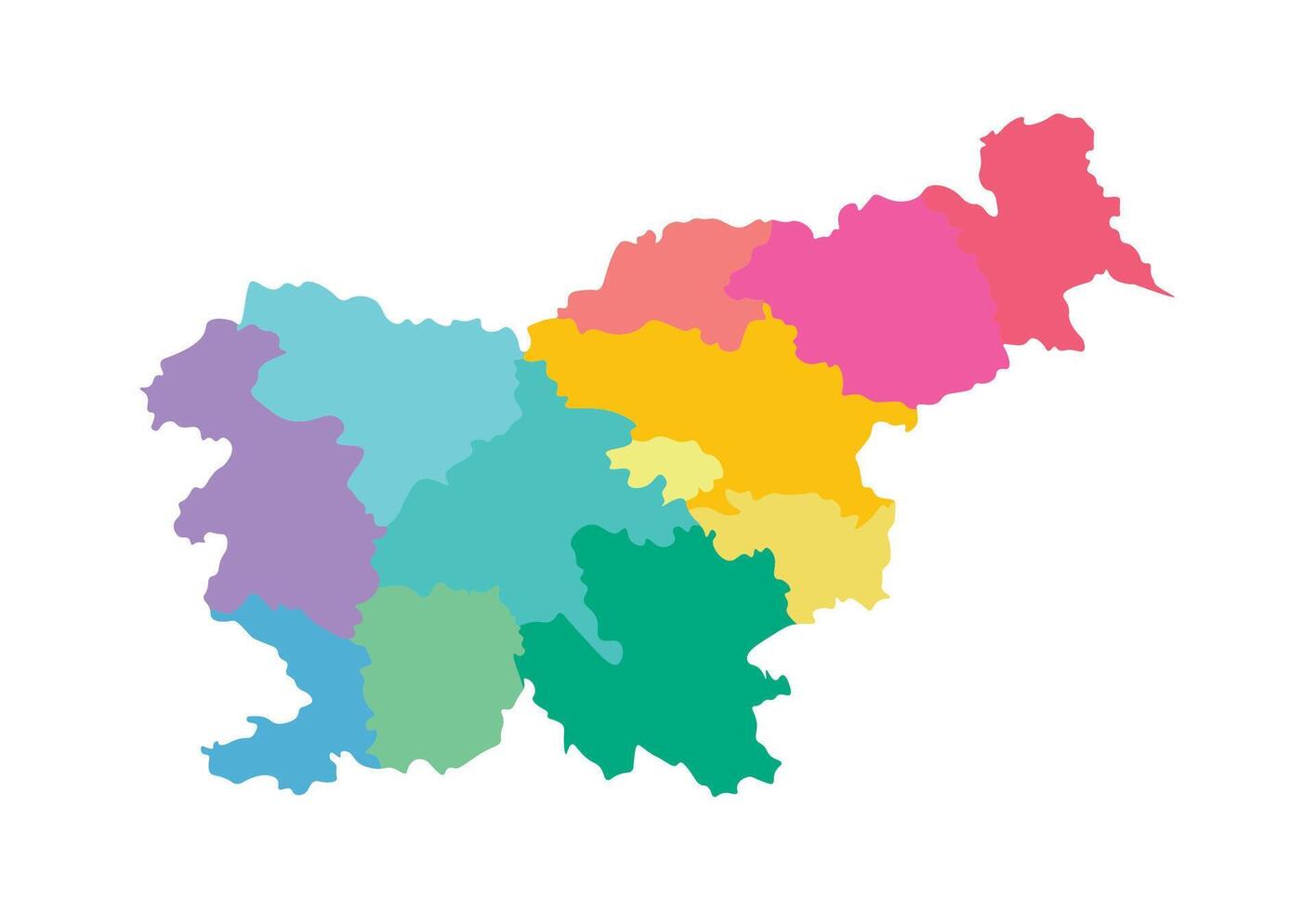 vetor isolado ilustração do simplificado administrativo mapa do eslovênia. fronteiras do a regiões. multi colori silhuetas.