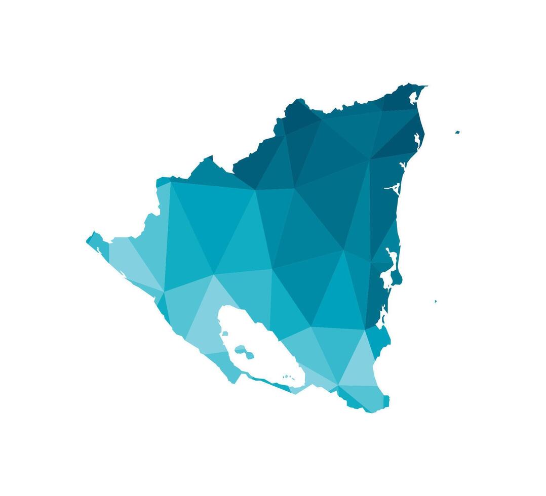 vetor isolado ilustração ícone com simplificado azul silhueta do Nicarágua mapa. poligonal geométrico estilo, triangular formas. branco fundo.