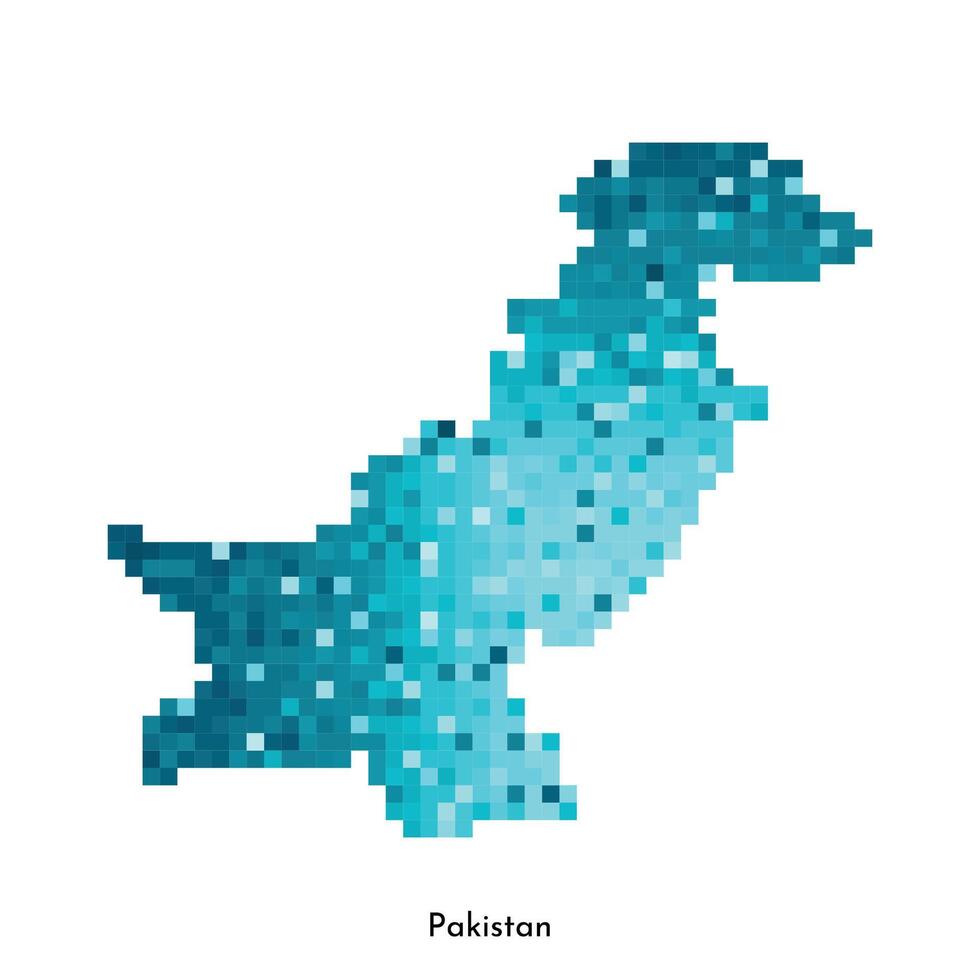 vetor isolado geométrico ilustração com simples gelado azul forma do Paquistão mapa. pixel arte estilo para nft modelo. pontilhado logotipo com gradiente textura para Projeto em branco fundo