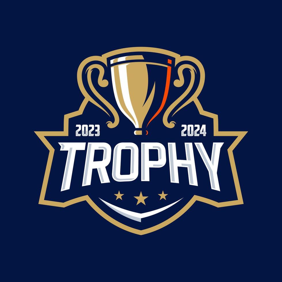 esports logotipo campeão troféu mascote para seu elite equipe vetor