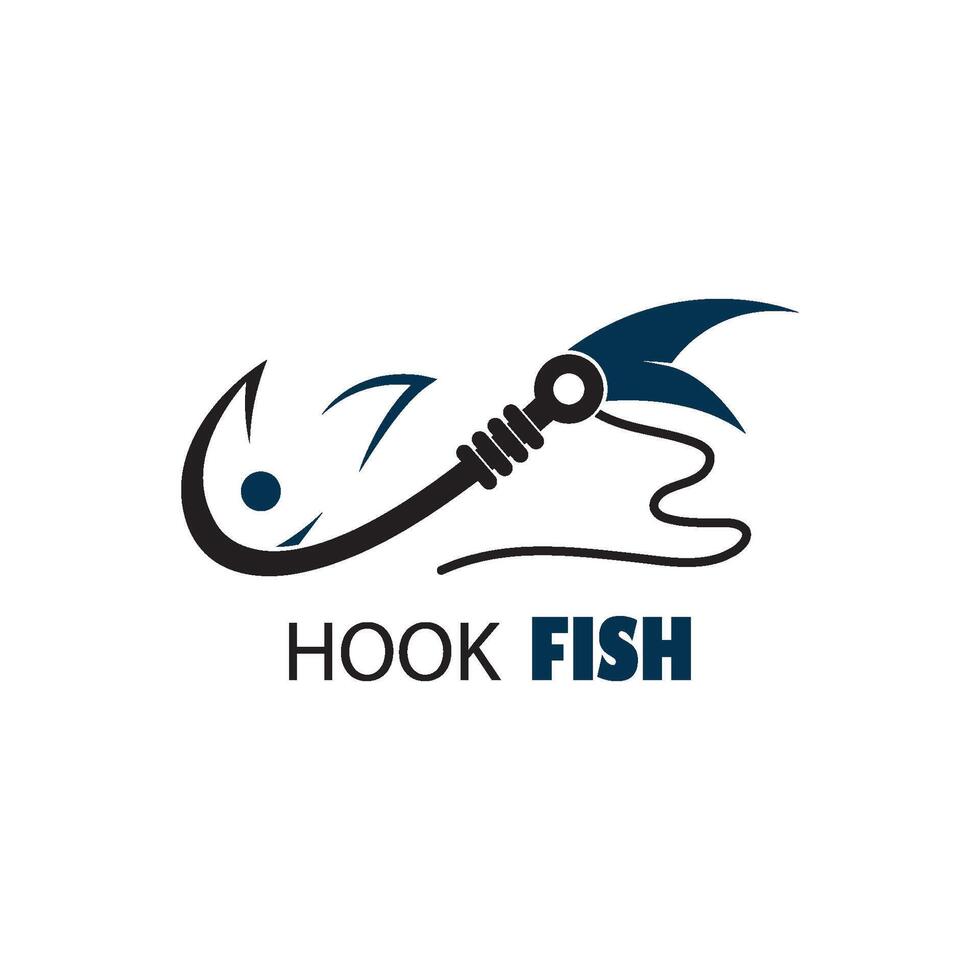 anzol de pesca e modelo de design de vetor de peixe