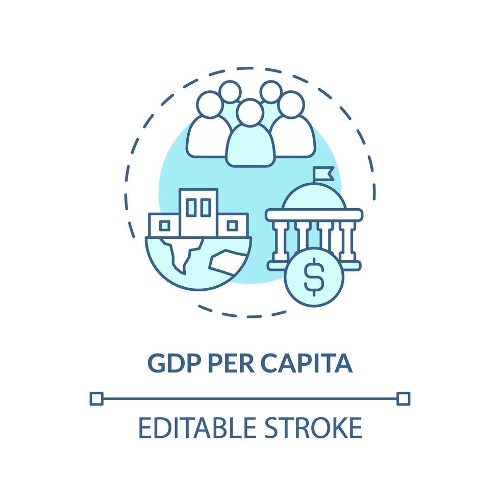 gdp por capita suave azul conceito ícone. socio-econômico indicador. Individual Forma de pagamento base. volta forma linha ilustração. abstrato ideia. gráfico Projeto. fácil para usar dentro folheto, livreto vetor