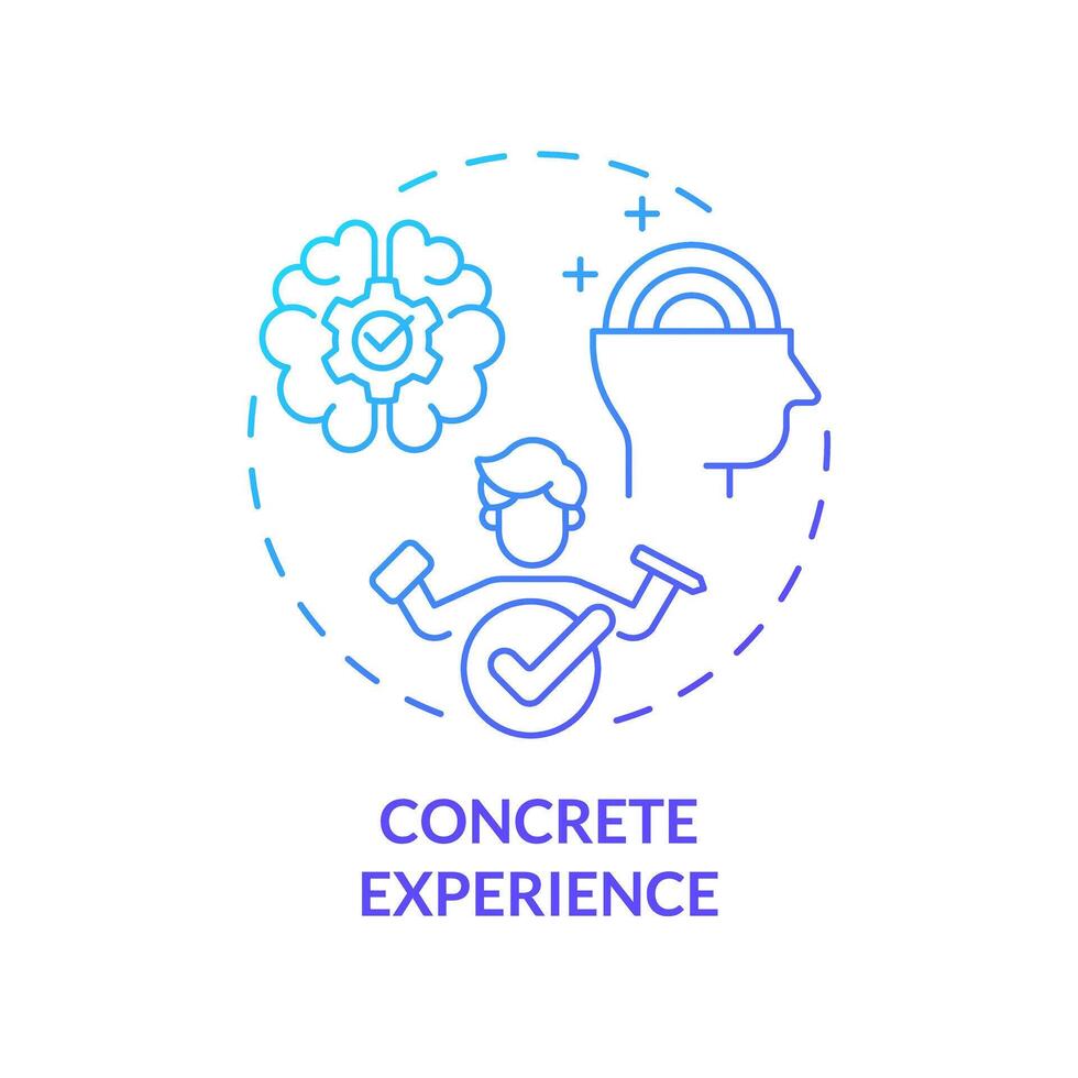 concreto experiência azul gradiente conceito ícone. kolbs Aprendendo estratégia. envolvimento dentro Novo experiência. volta forma linha ilustração. abstrato ideia. gráfico Projeto. fácil para usar dentro apresentação vetor