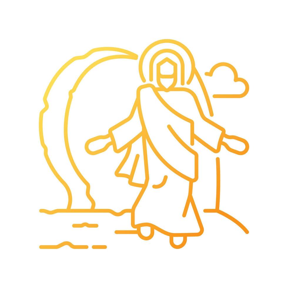 ressurreição do Jesus gradiente linear vetor ícone. Deus elevado Cristo a partir de morto terceiro dia depois de dele crucificação. fino linha cor símbolo. moderno estilo pictograma. vetor isolado esboço desenhando