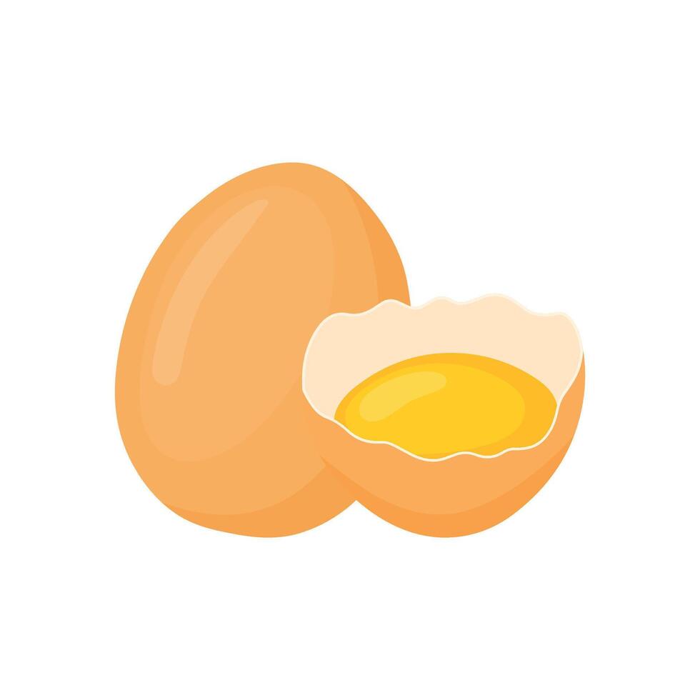 cru ovo com gema dentro uma rachado ovo vetor ilustração