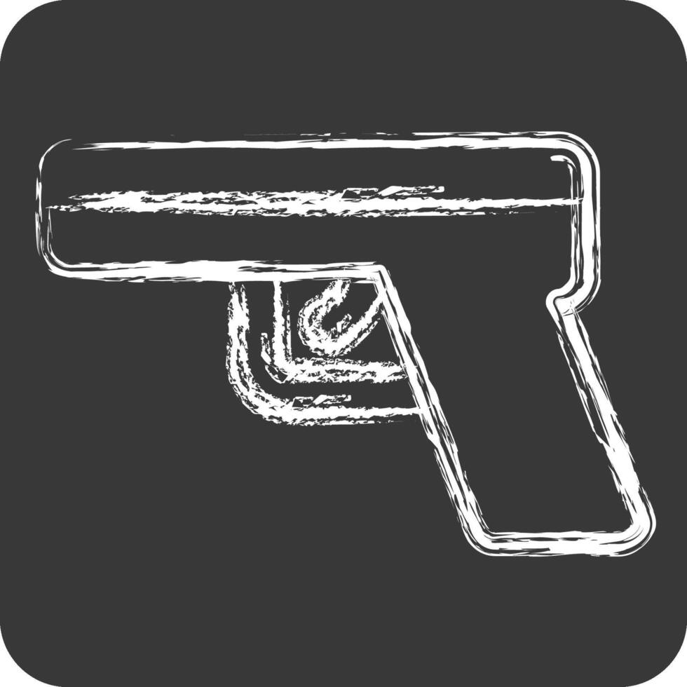 ícone pistola. relacionado para militares e exército símbolo. giz estilo. simples Projeto ilustração vetor