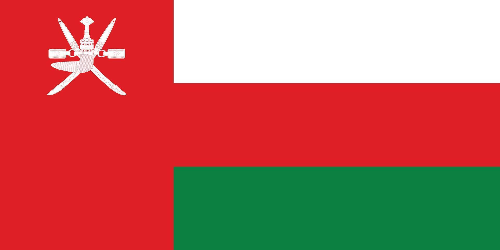 plano ilustração do a Omã nacional bandeira. Omã bandeira Projeto. vetor