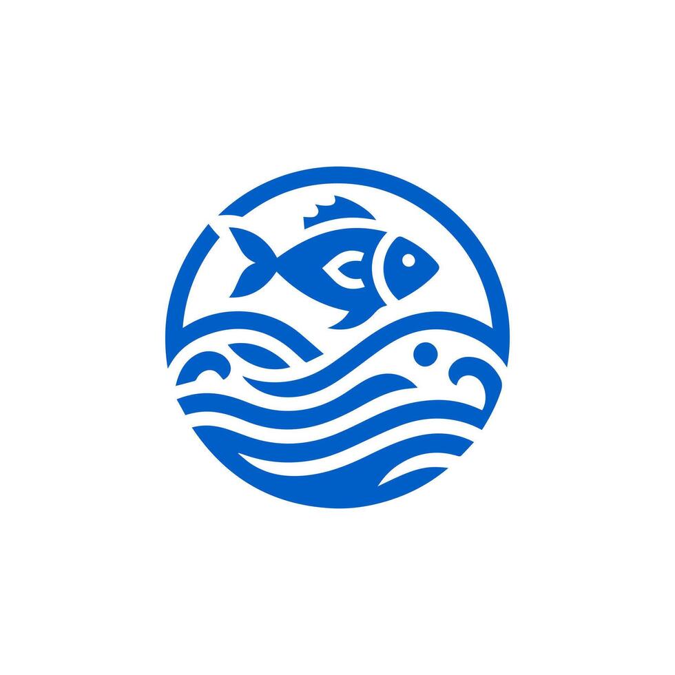 peixe e onda logotipo ilustração vetor