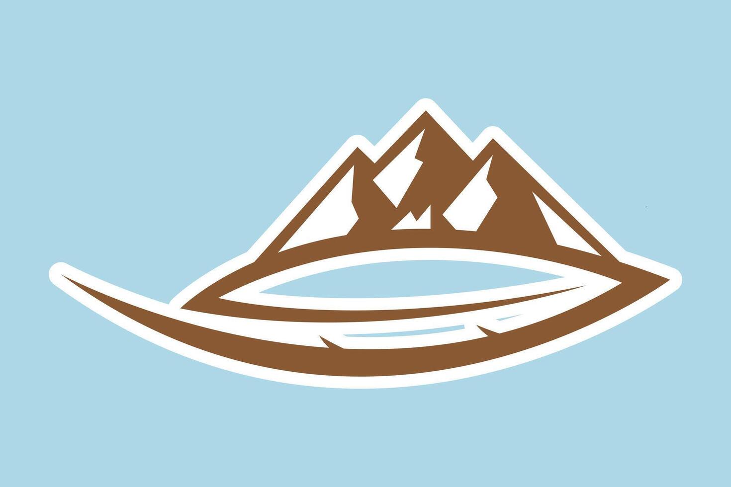 montanha pena vetor logotipo adesivo Projeto. folha com montanha logotipo adesivo Projeto ícone.