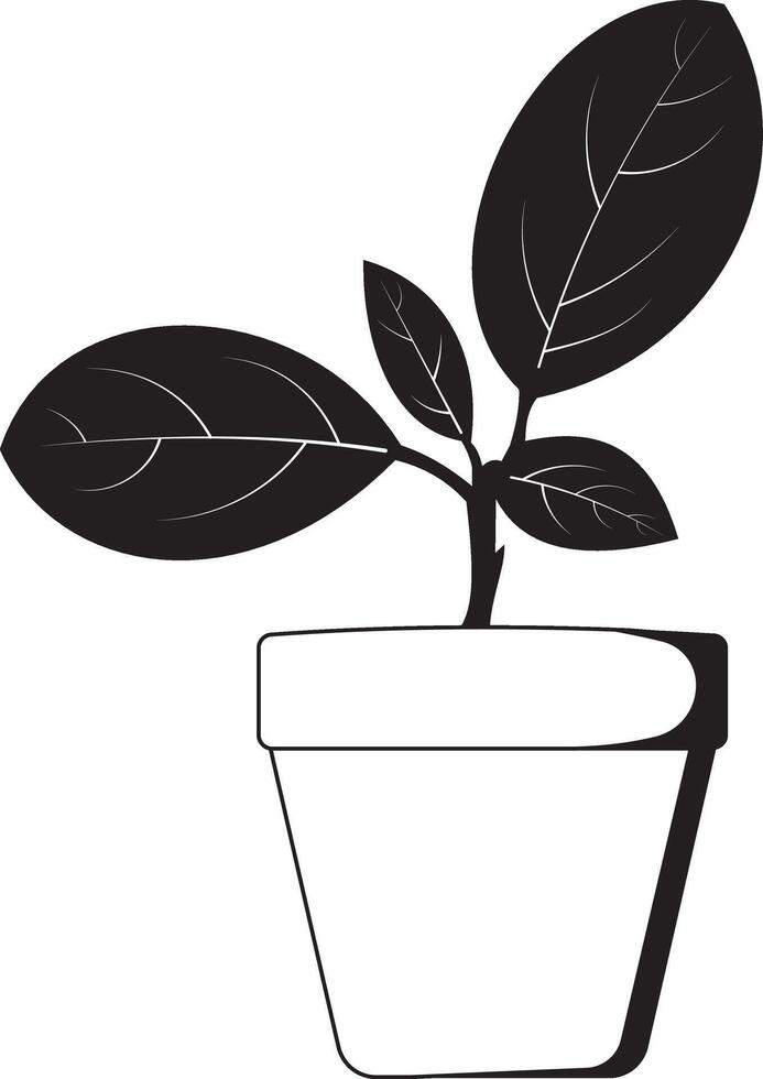 decorativo vaso com folhas Preto silhueta vetor ilustração