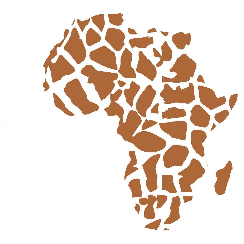 África mapa linha ícone com girafa listrado padronizar vetor