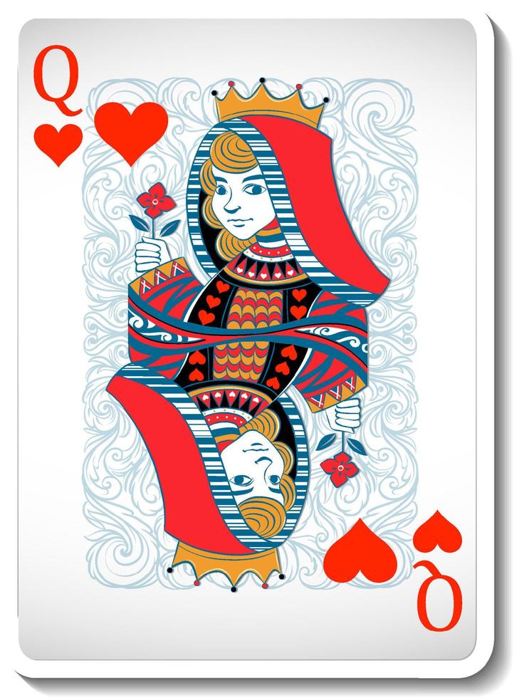 rainha com coroa e vestido vermelho. ilustração vetorial de cartas de jogar.  rainha das cartas de