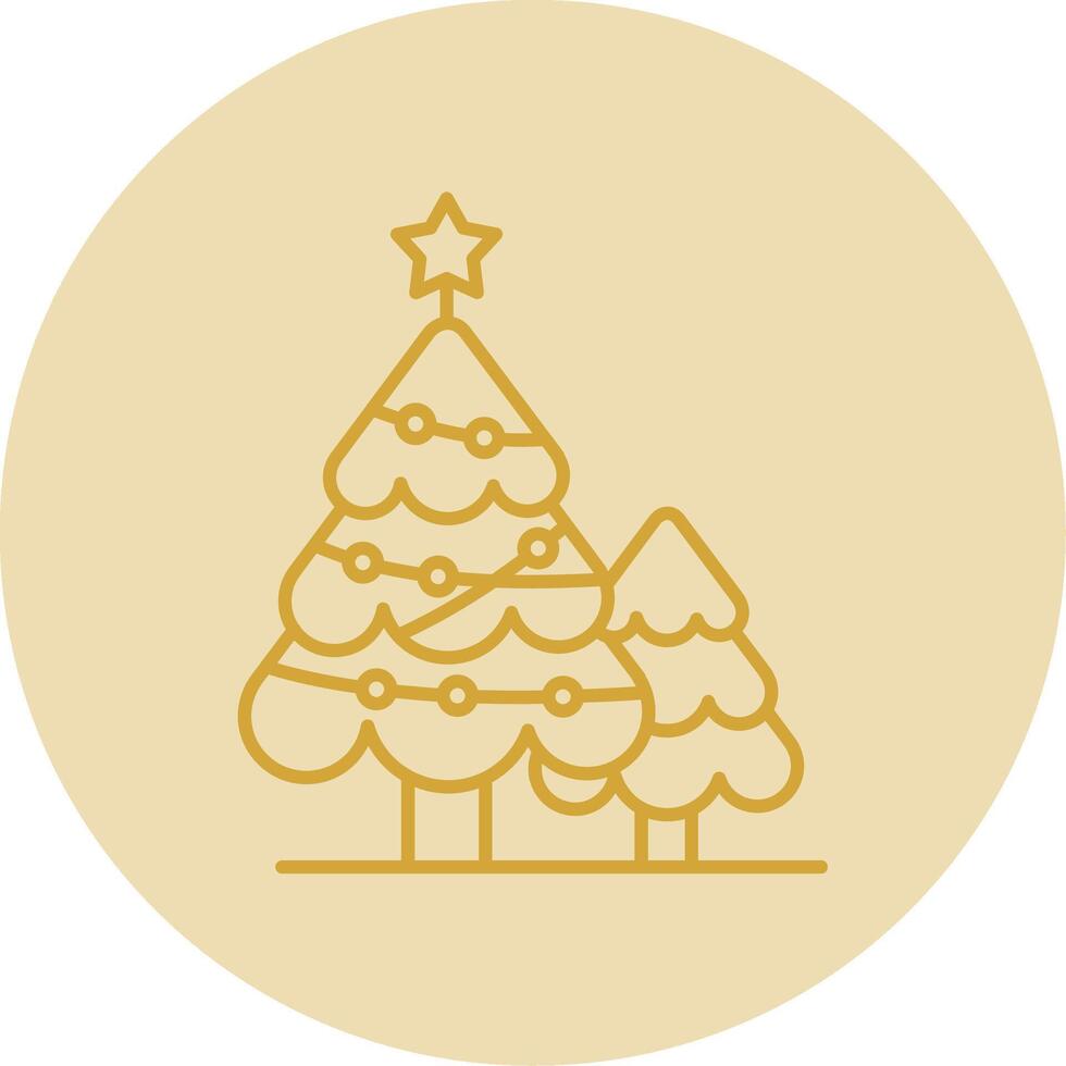 Natal árvore linha amarelo círculo ícone vetor
