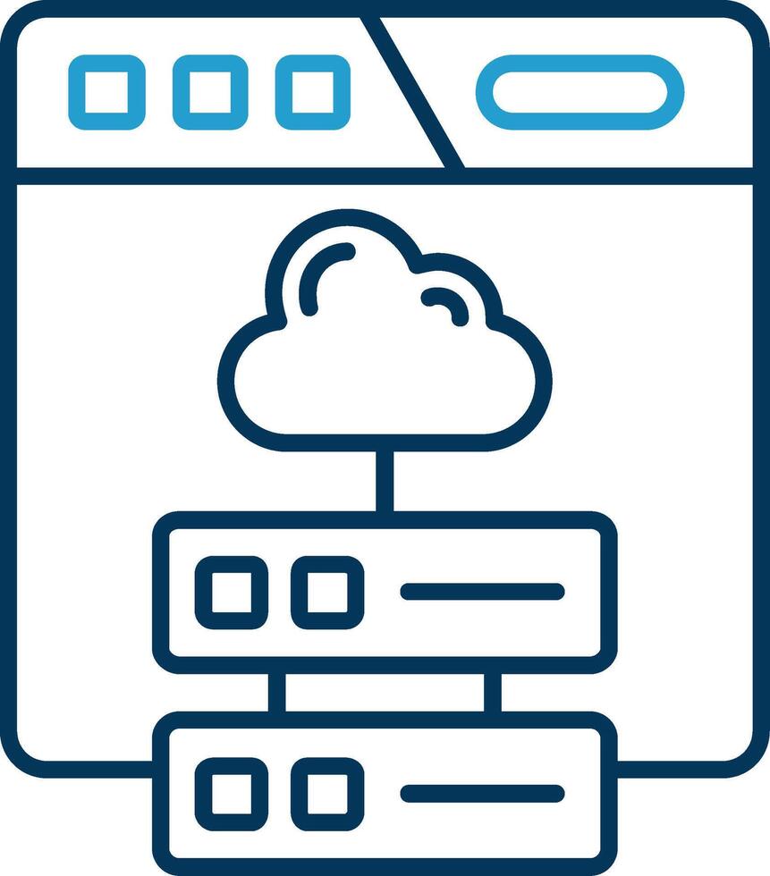 nuvem armazenamento linha azul dois cor ícone vetor