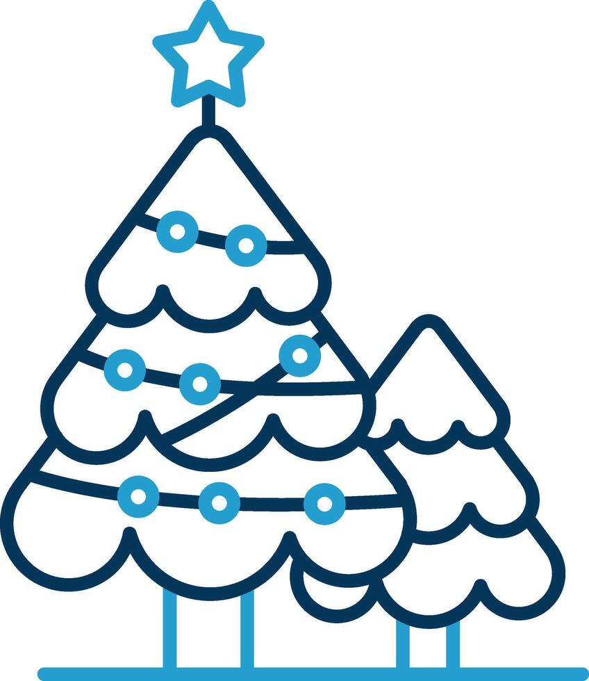 Natal árvore linha azul dois cor ícone vetor