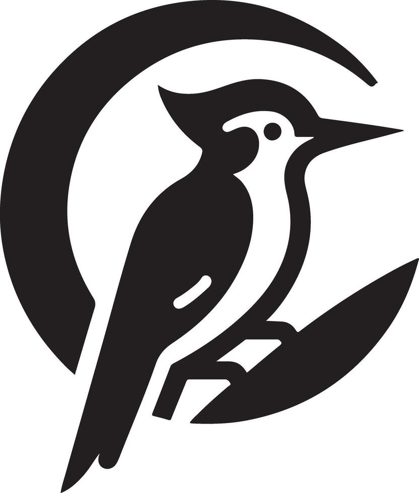 pica-paus pássaro logotipo conceito, Preto cor silhueta, branco fundo 11 vetor