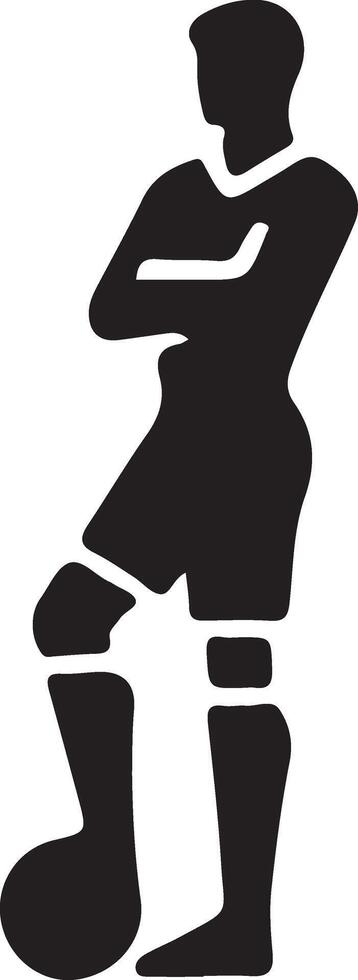 futebol jogador pose vetor ícone dentro plano estilo Preto cor silhueta, branco fundo 25