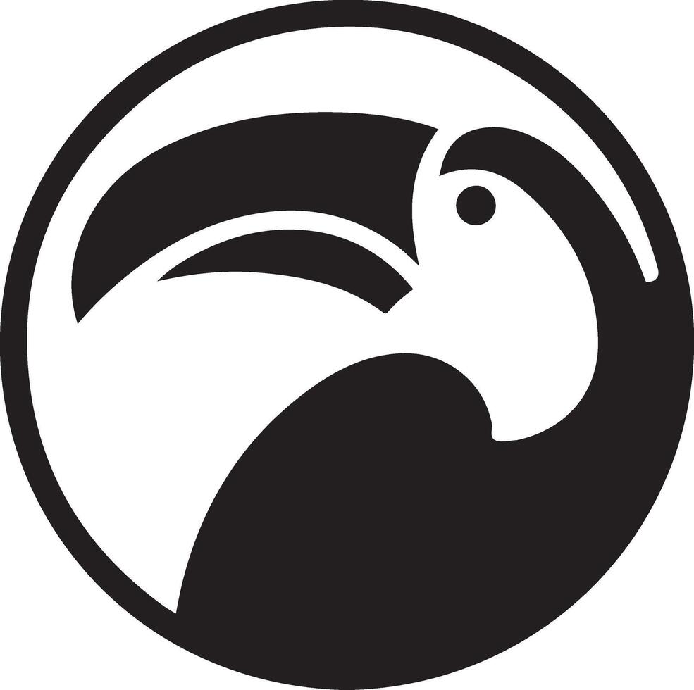 mínimo tucano pássaro logotipo conceito, clipart, símbolo, Preto cor silhueta, branco fundo 12 vetor