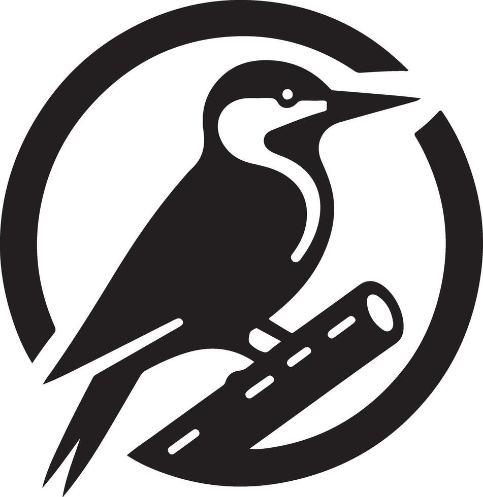 pica-paus pássaro logotipo conceito, Preto cor silhueta, branco fundo 15 vetor