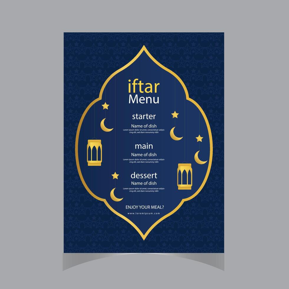 vetor plano iftar vertical cardápio modelo Ramadã cardápio modelo dentro azul islâmico fundo Projeto. Além disso Boa modelo para restaurante cardápio Projeto.