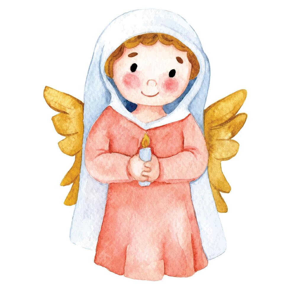 fofa anjo, Natal ilustração para crianças. aguarela desenhando vetor