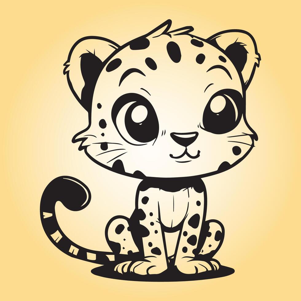 ai gerado leopardo é uma sentado vetor ilustração dentro Preto e branco