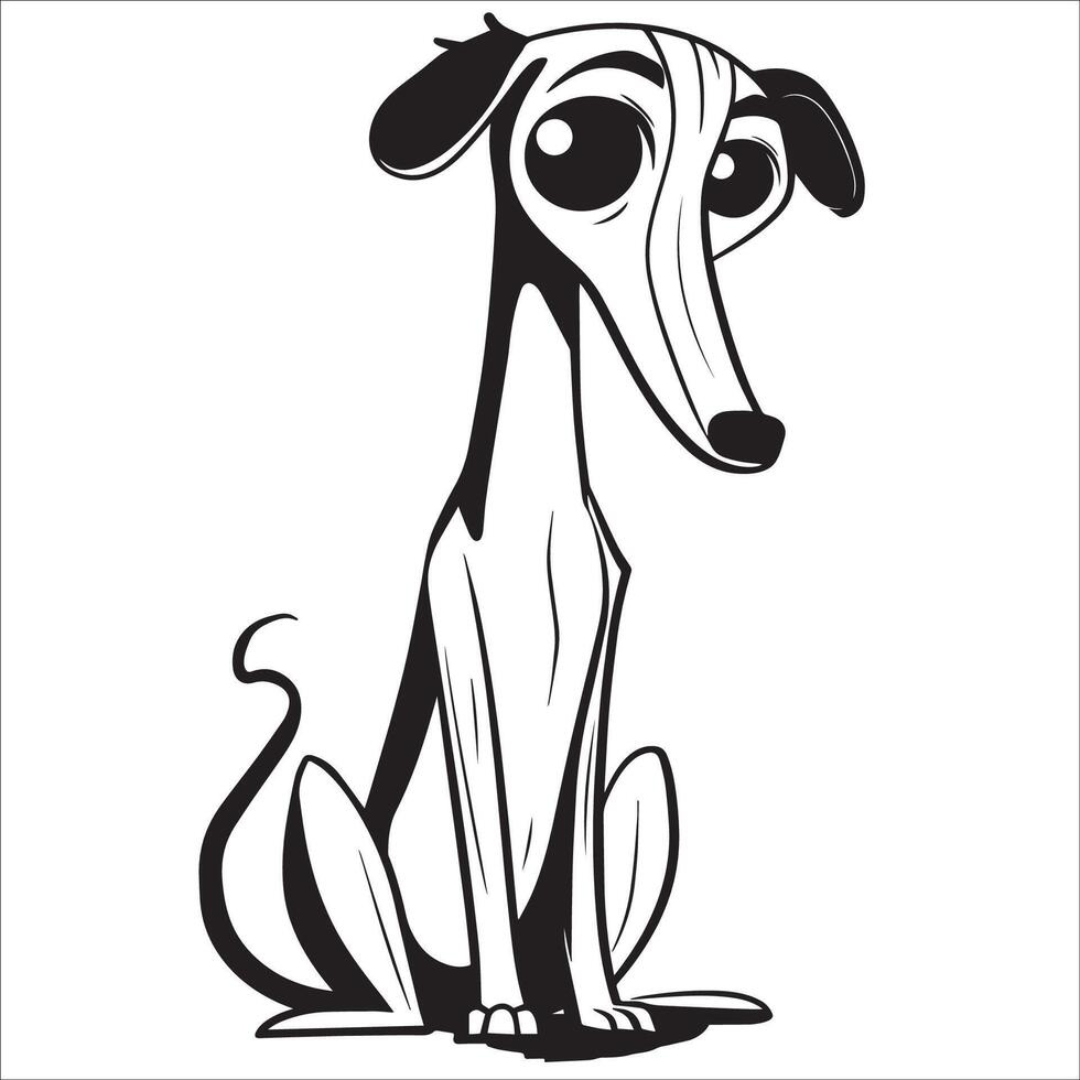 ai gerado italiano galgo cachorro é uma sentado vetor ilustração dentro Preto e branco