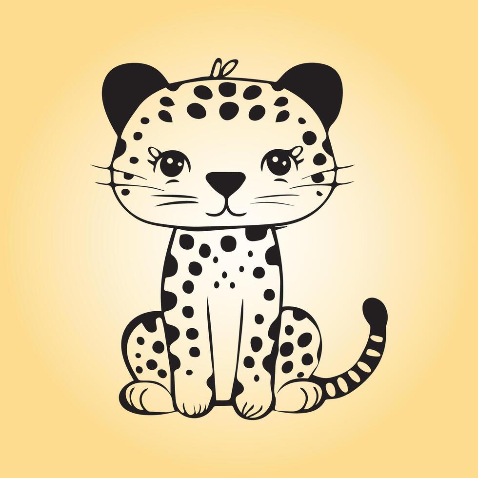 ai gerado leopardo é uma sentado vetor ilustração dentro Preto e branco