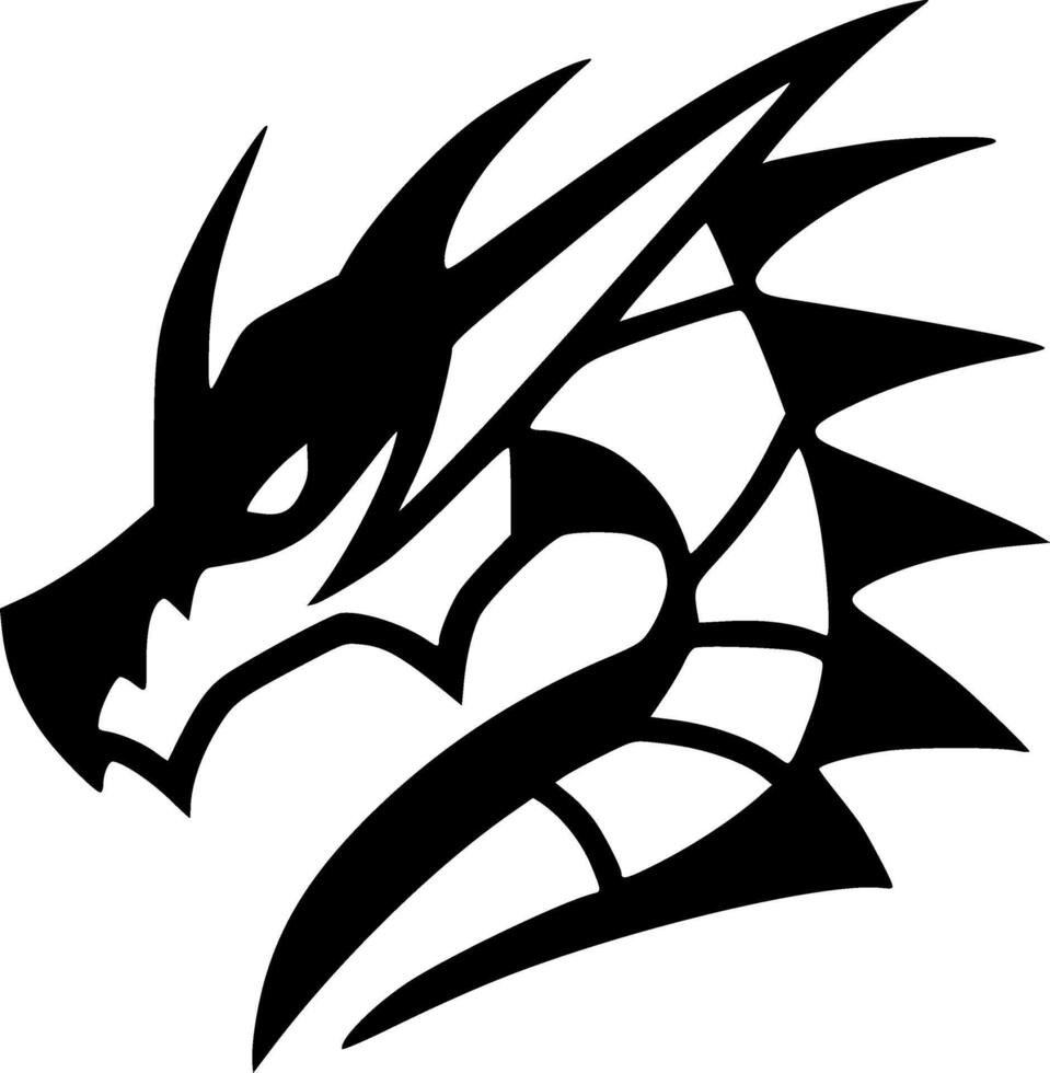 Dragão - Preto e branco isolado ícone - vetor ilustração