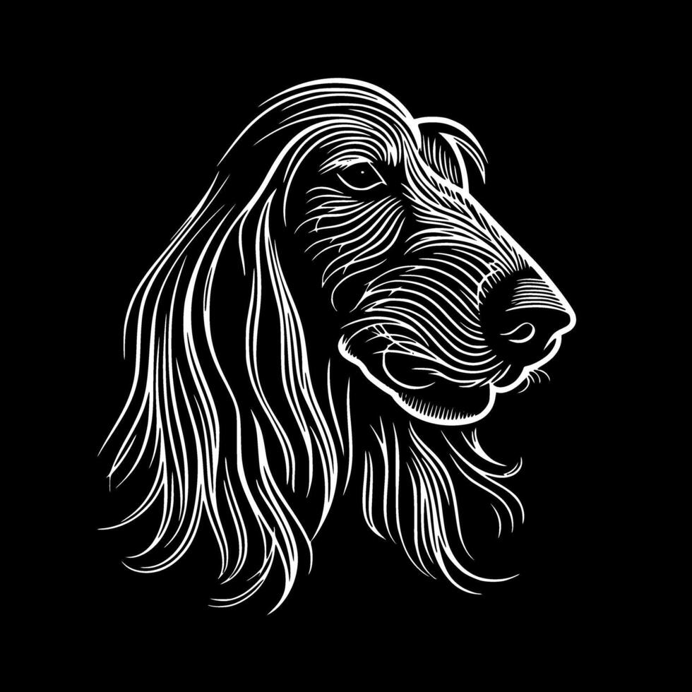 afegão cão de caça - Preto e branco isolado ícone - vetor ilustração